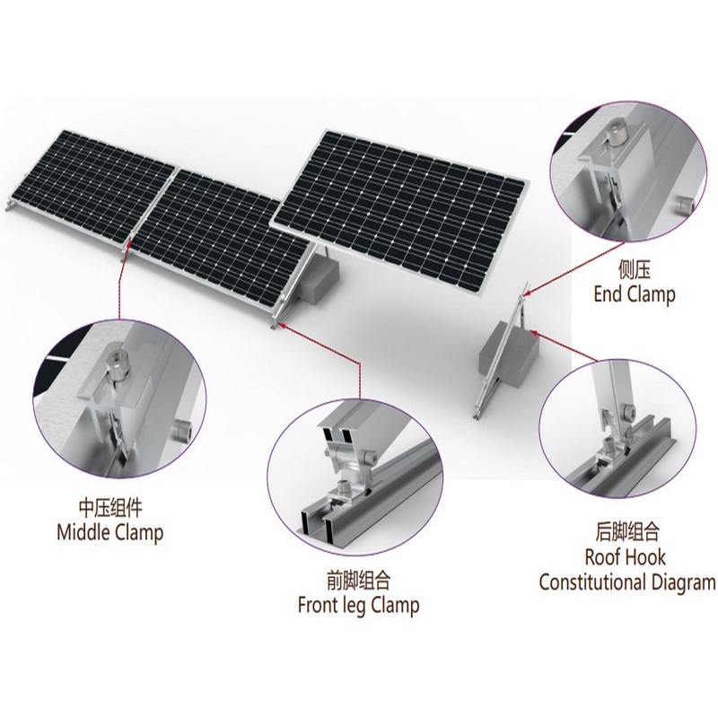 Non-rail Railless Solar PV Panel Ballast Mounting Structure for Ballasted Flat Roof Solar Mount