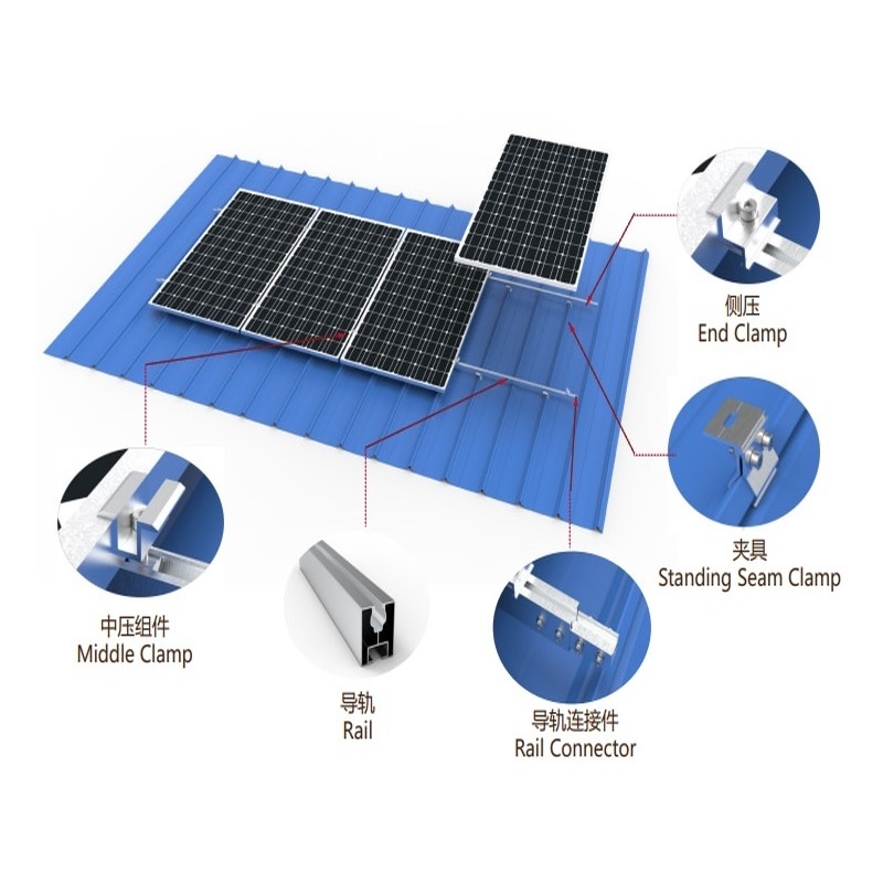 Photovoltaic Mounting Bracket Solar Tripod Installation PV Panel System Roof Aluminum Rail Solar