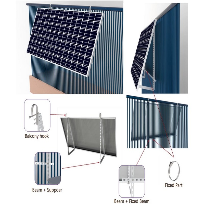 Easy Solar Kit Universal Solar Panel Balcony Mounting Brackets Solar Module Holder for Balcony